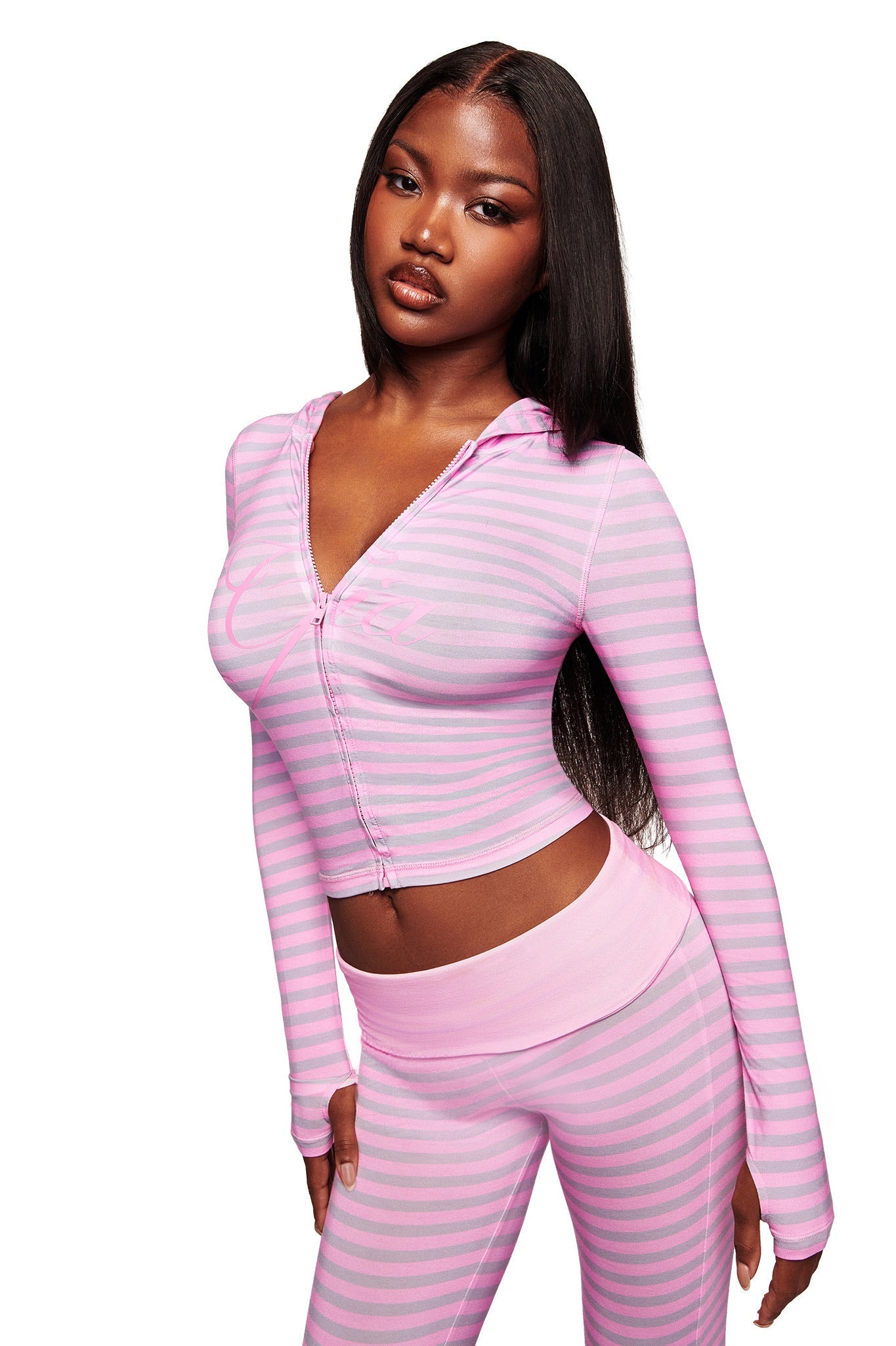 BLARE HOODIE - LIGHT PINK STRIPE
