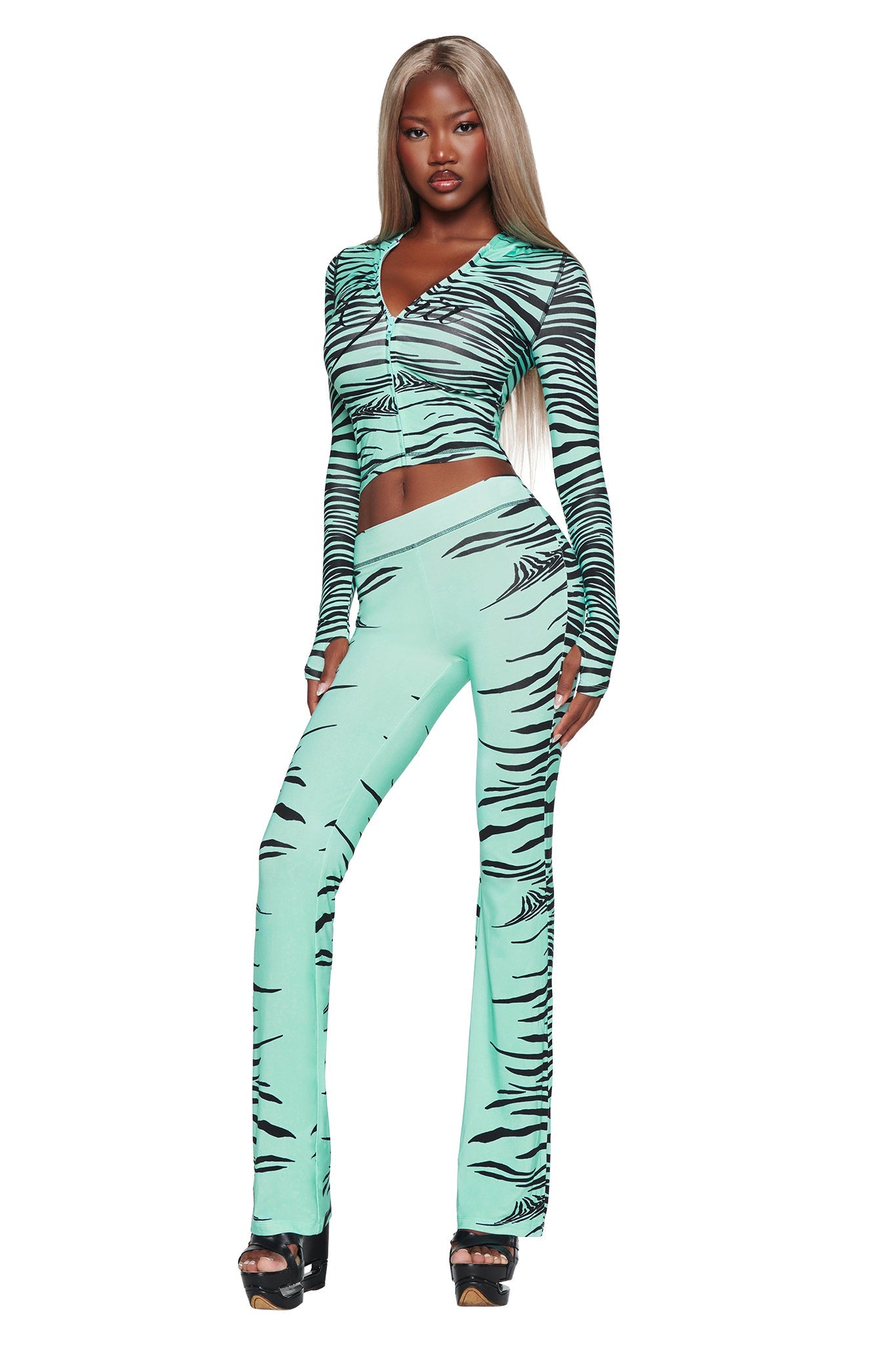 BLARE TRACKPANT - AQUA FINE LINE ZEBRA