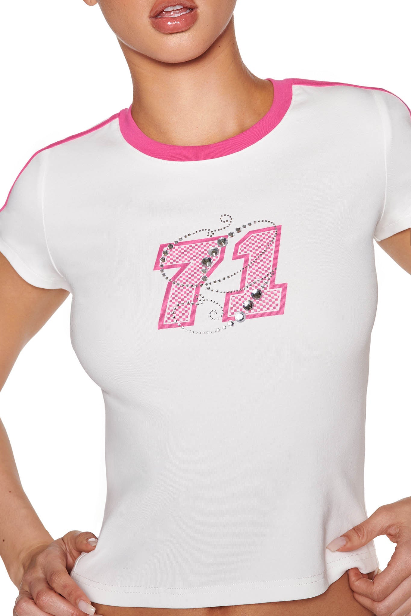 JENNIE TOP - WHITE : HOT PINK