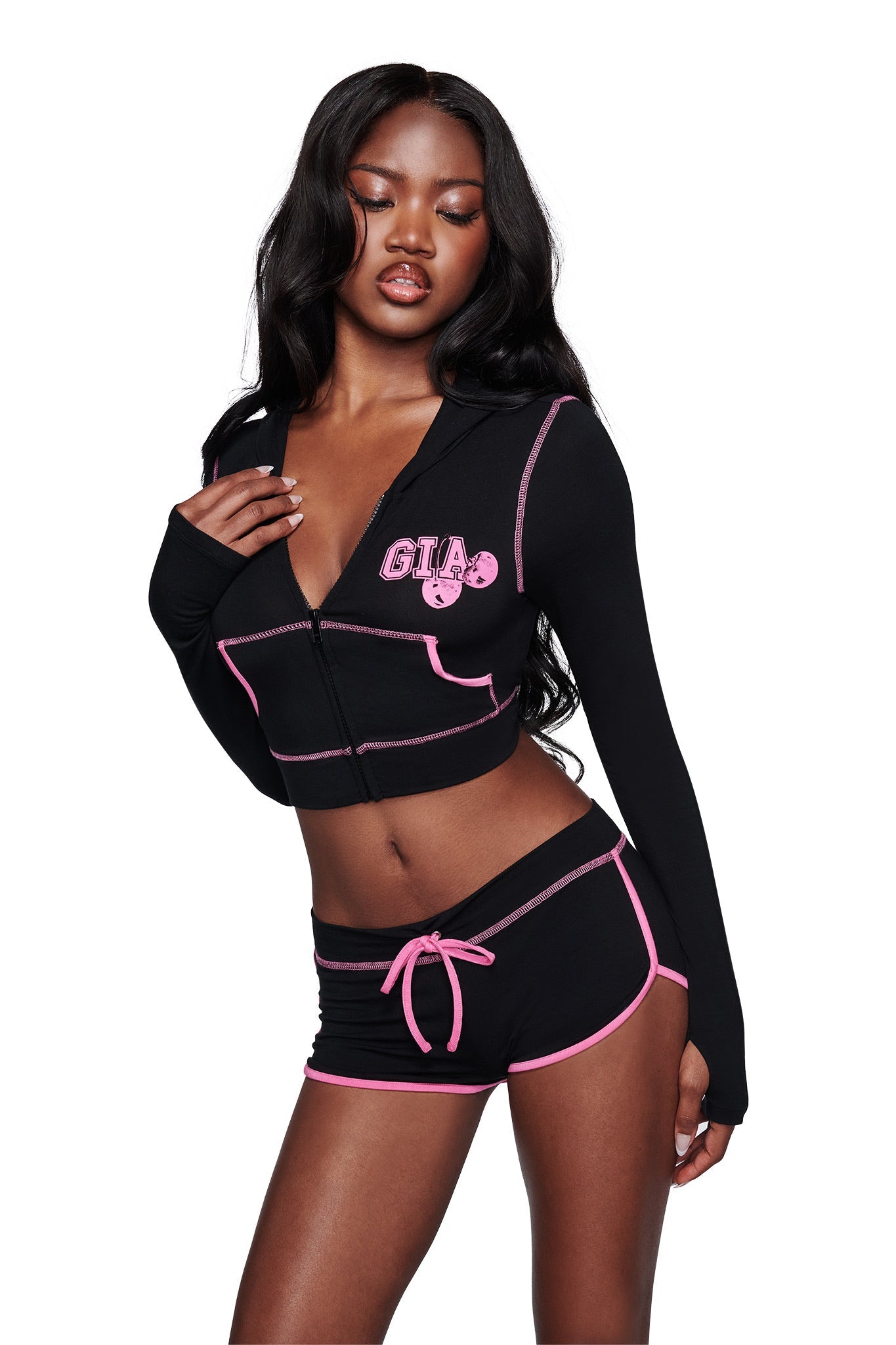 BLARE CROPPED HOODIE - BLACK