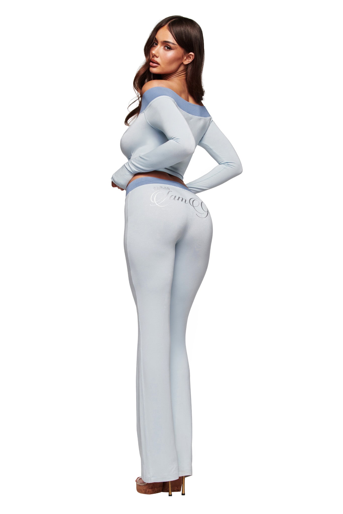 BLARE LOWER RISE TRACKPANT - TWO TONE POWDER BLUE