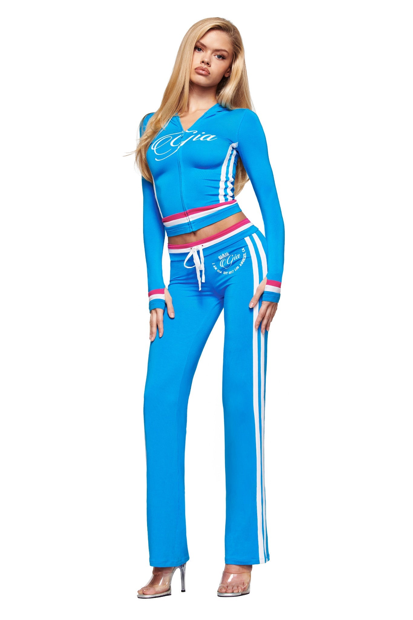 BLARE STRIPED TRACKPANT - SKY BLUE